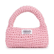 Rosa handgemachte Clutch mit Griff – einzigartige gehäkelte Tasche aus der Schweiz von Gutgemacht