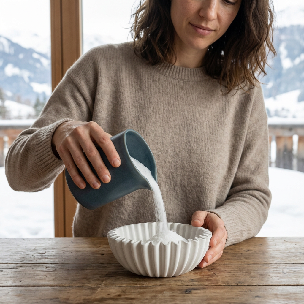 Kerzensand und Kerzenschnee stilvoll nachfüllen mit handgefertigtem Steingut Nachfüllkrug – ruhiges Ritual von Schtill