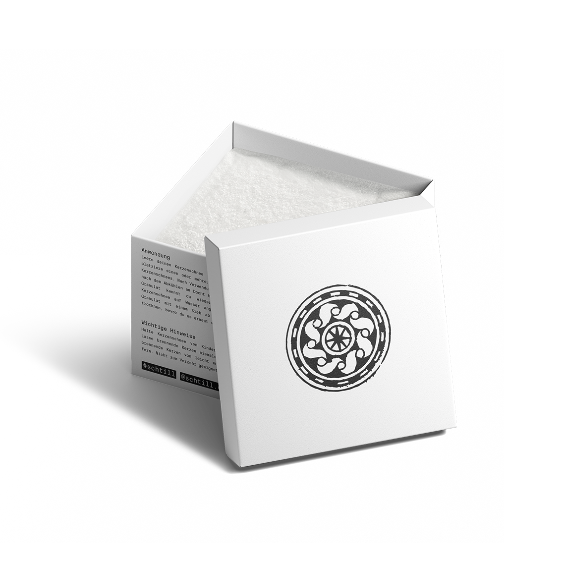 Kerzenschnee Geschenkbox mit Kerzensand und persönlicher Grusskarte – stilvolle Geschenkidee für besondere Anlässe
