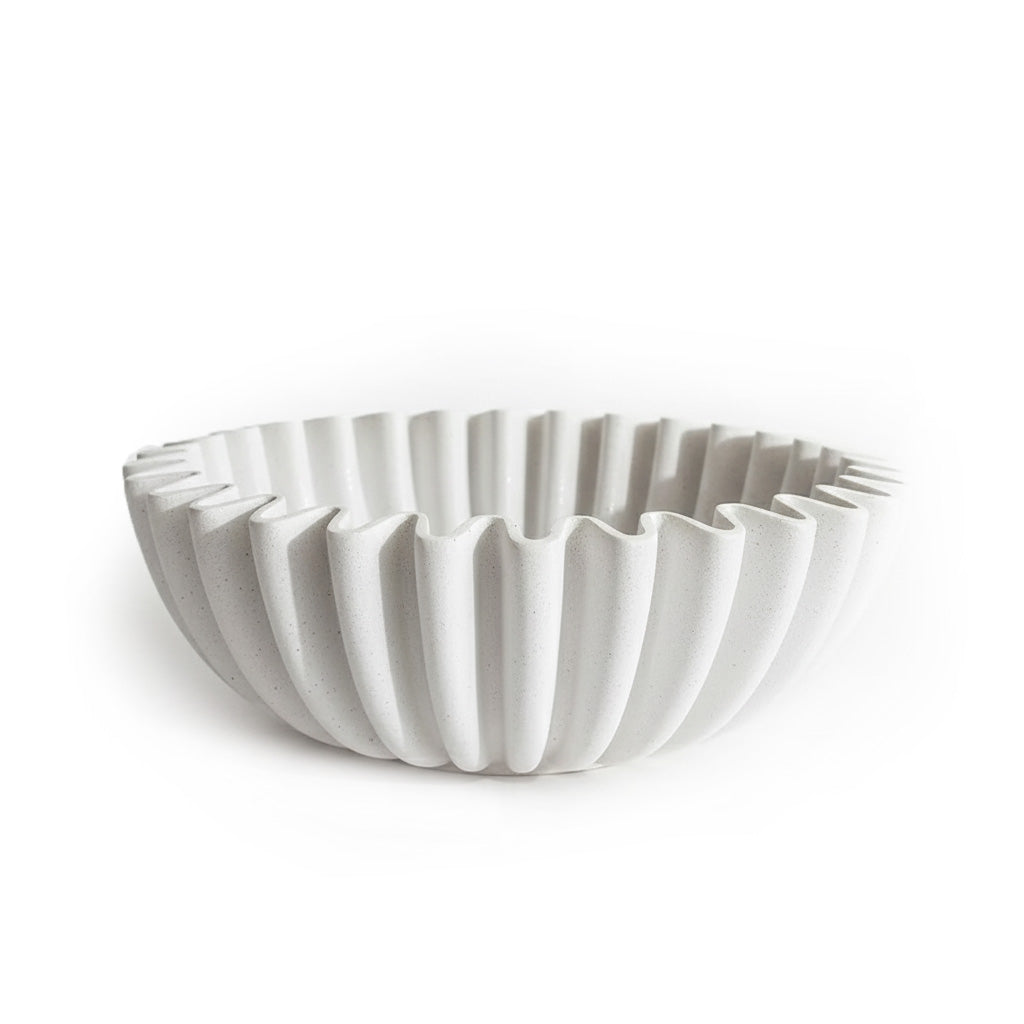 Resin Designschale gross in Weiss mit Fächerdesign – Kerzenschale für Kerzensand und Kerzenschnee von Schtill Schweiz
