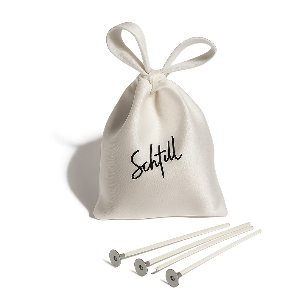 Säckli mit 10 Baumwolldochten für Kerzensand und Kerzenschnee – nachhaltige Kerzendochte im Stoffbeutel von Schtill Schweiz
