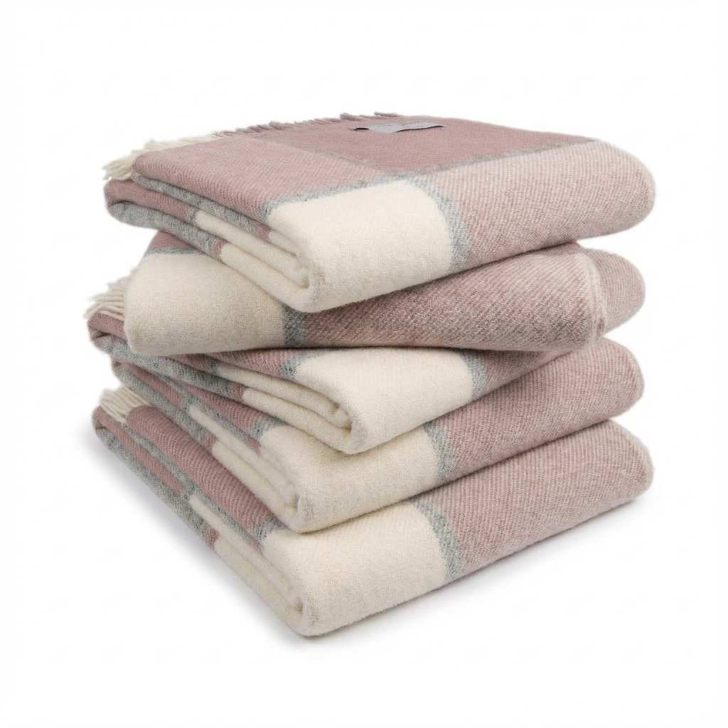 Gefaltete Wolldecke Carré aus Pure New Wool – warme, atmungsaktive Decke für Terrasse und Balkon – Schtill