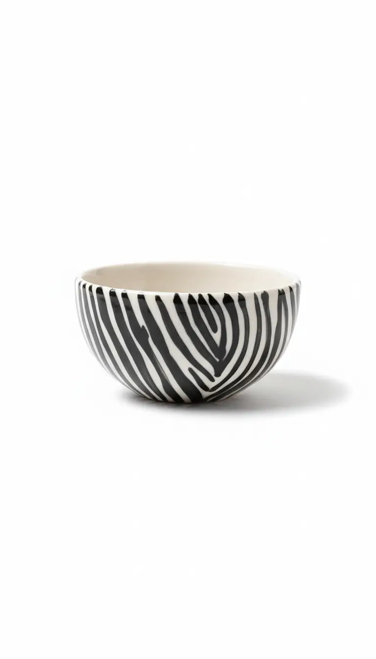 Handgemachte Keramikschale aus Südafrika für Kerzensand und Kerzenschnee – Zebra Mini Schale von Schtill Schweiz